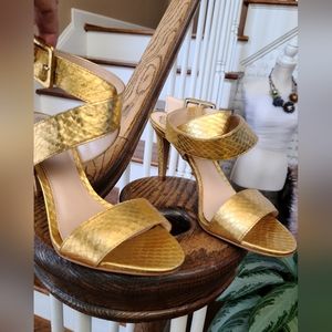 Brand new gold metal snake criss cross ankle strap Vince Camuto sandals